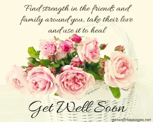 get well soon message flower basket